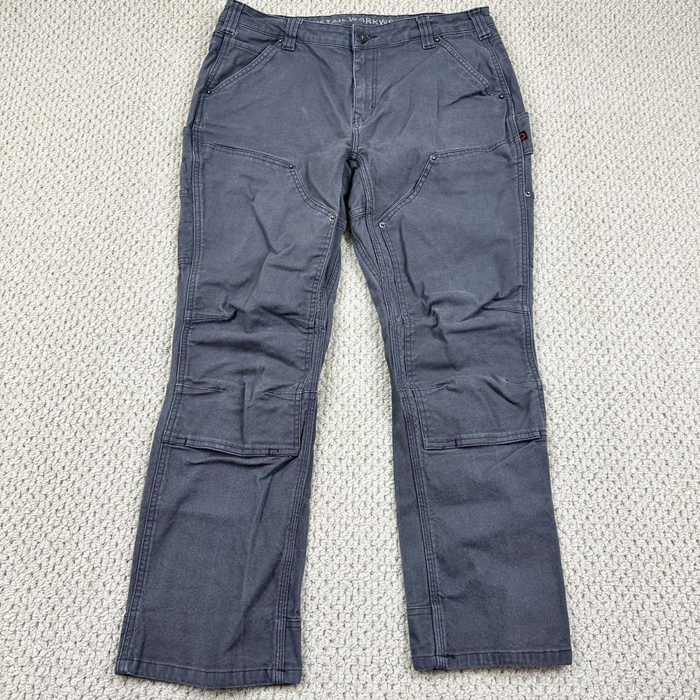 Dovetail Workwear Pants Fits Womens 16/29 Gray Canvas Double Knee Britt Utility